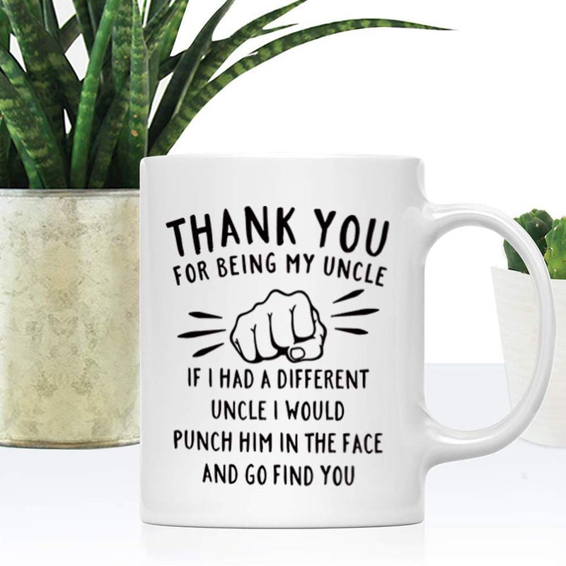 DQG CVT Best Uncle Gift - Thank You for Being My Uncle Funny Coffee Mug - Gag Gifts For Uncles - Cool Fathers Day Birthday Christmas Gift Ideas From Niece Nephew - Uncle's Novelty Tea Cup 11oz White - Image 3